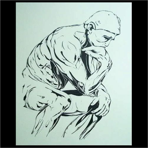 502x502 The Thinker Drawing - The Thinker Drawing