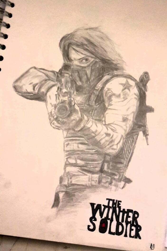 703x1054 The Winter Soldier Drawing W Pencil - The Winter Soldier Drawing