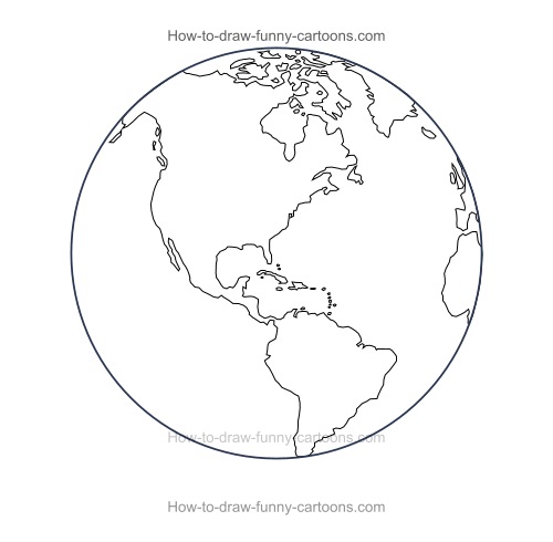 500x490 how to draw a cartoon world - The World Drawing