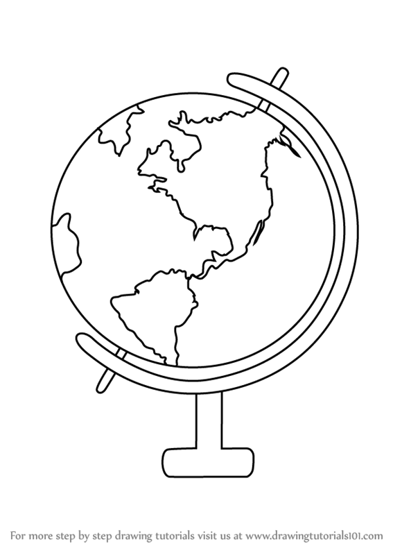 567x800 Learn How To Draw A Globe On A Ball - The World Drawing