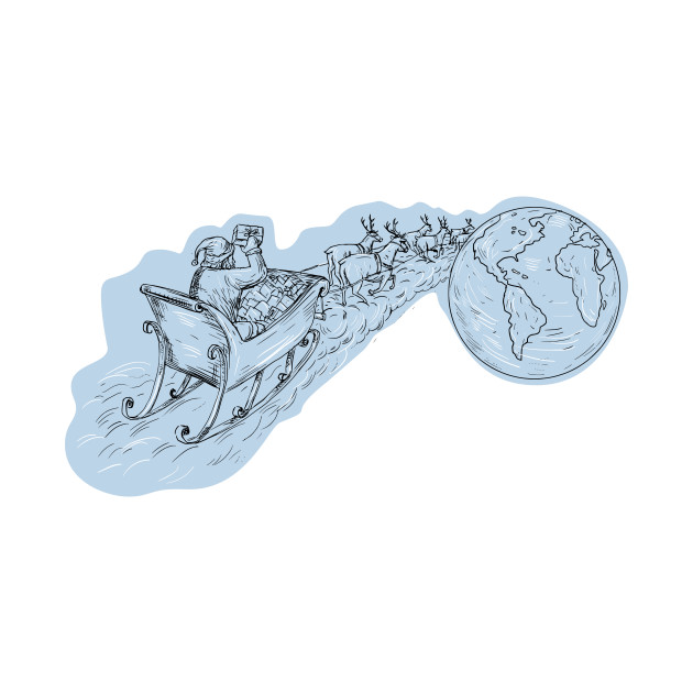 630x630 Santa Claus Sleigh Reindeer Gifts Around The World Drawing - The World Drawing