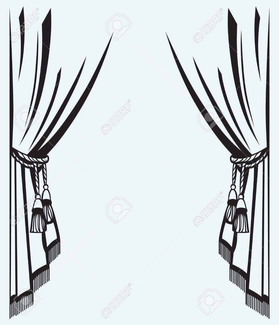 1115x1300 Cinema Curtain Line Drawing Vector Image - Theater Curtains Drawing