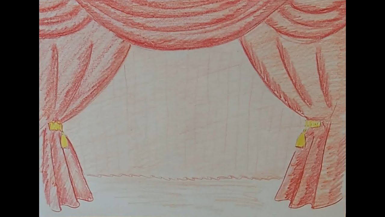 1280x720 Draw A Curtain - Theater Curtains Drawing