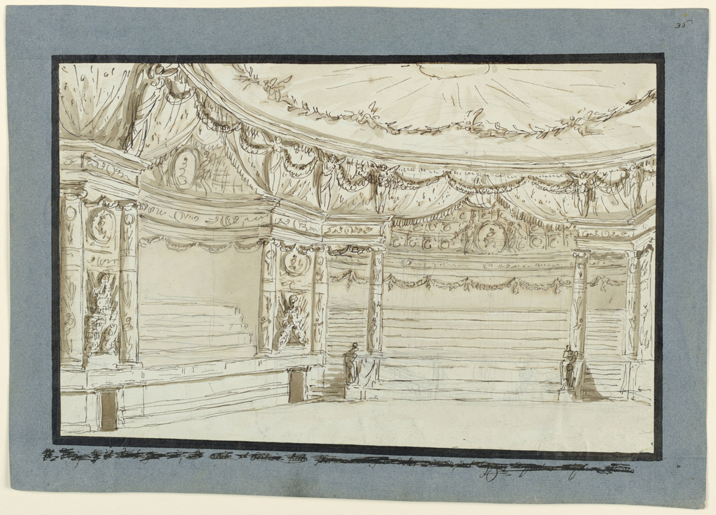 1024x737 Drawing, Sketch For Decoration, Interior Of Theater, Early - Theater Drawing