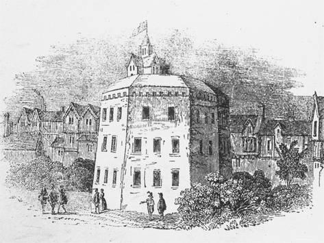 473x355 drawing of exterior of globe theater in which most - Theater Drawing