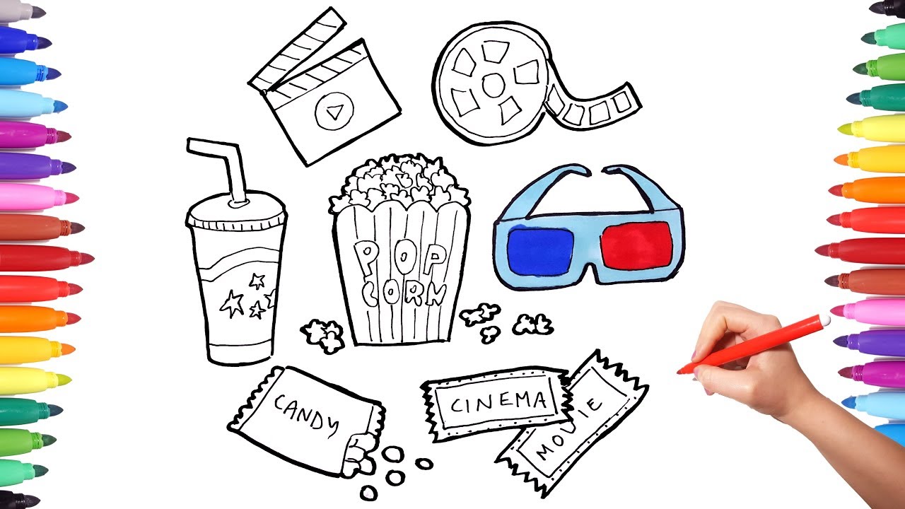 1280x720 How To Draw Set For Cinema Cinema Movie Theater Coloring Pages - Theater Drawing