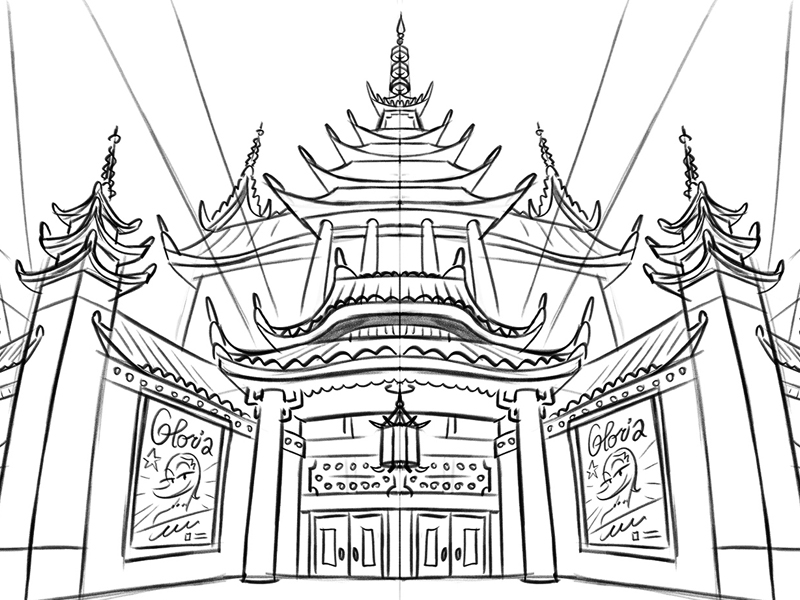 800x600 Japanese Theater Background Design - Theater Drawing