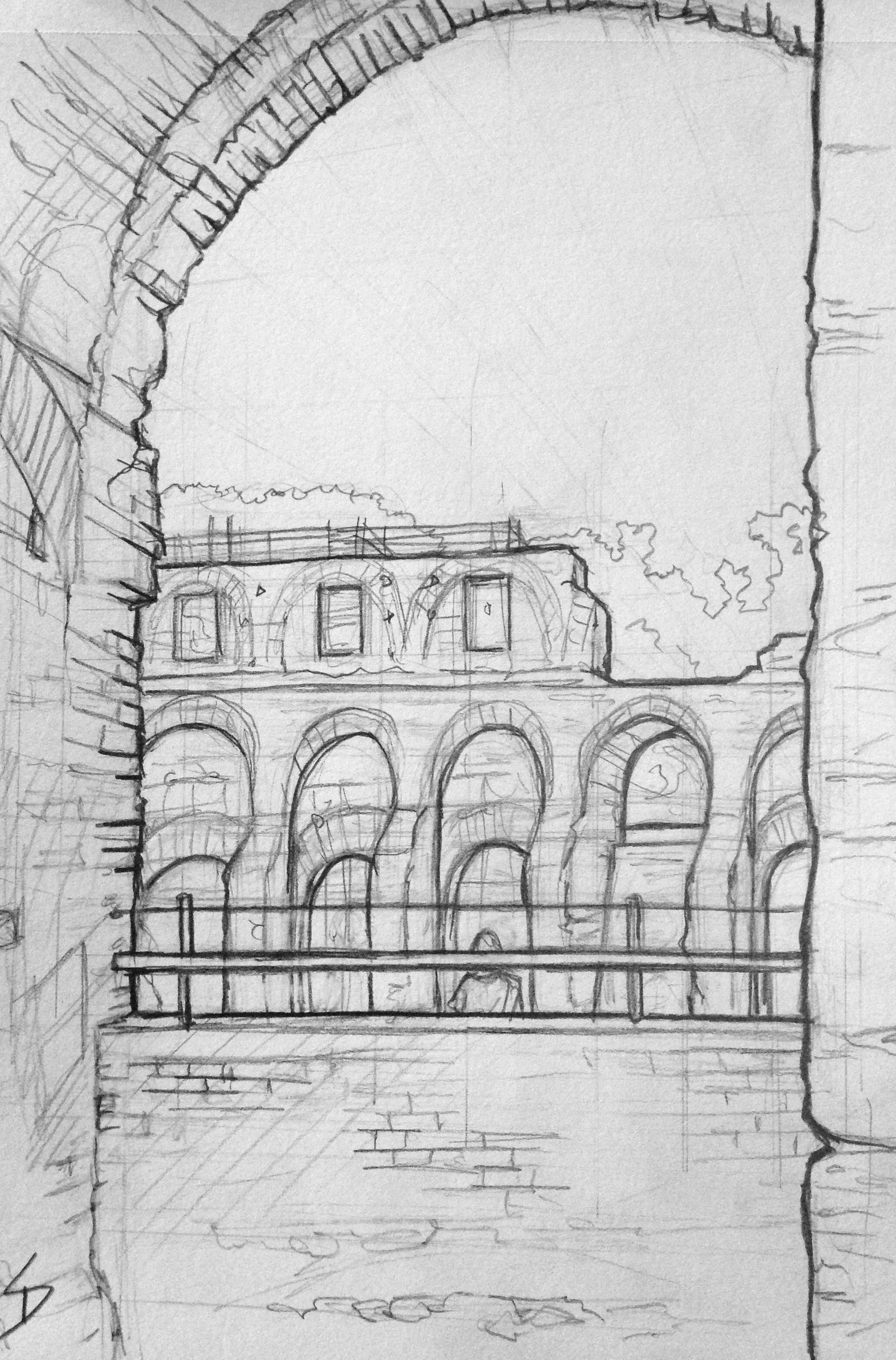 2062x3129 Colosseum Drawing Roman Theater For Free Download - Theater Drawing