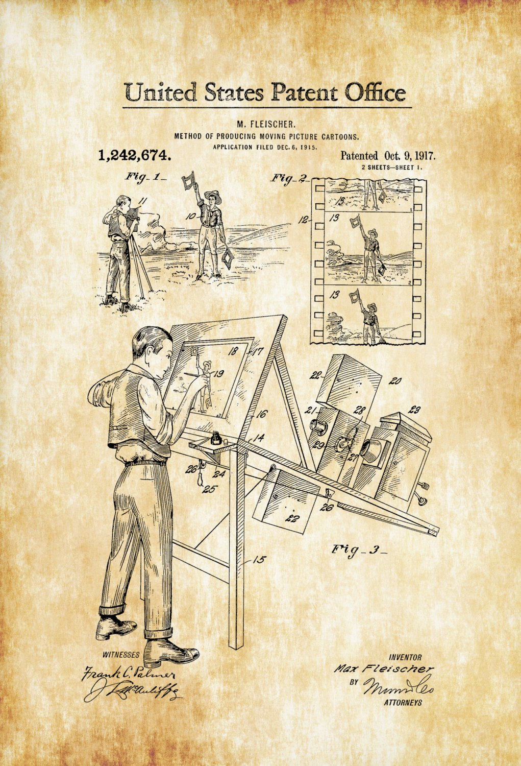 1021x1500 cartoon making patent patent print, wall decor, movie - Theater Drawing