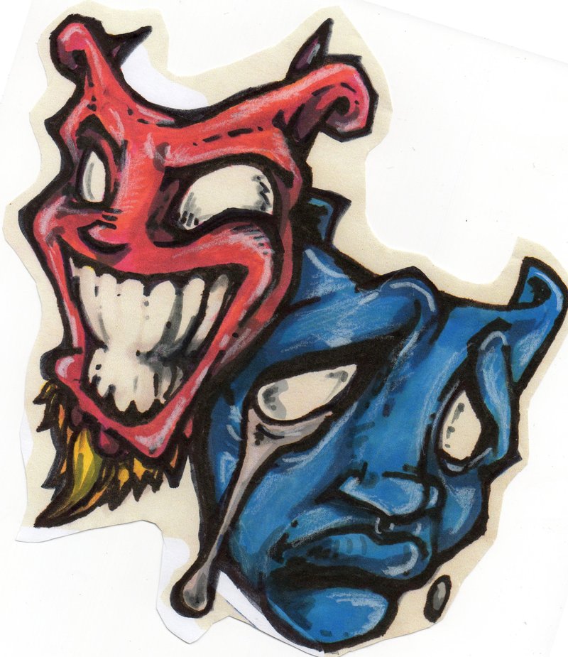 800x925 How To Draw Drama Masks - Theater Mask Drawing