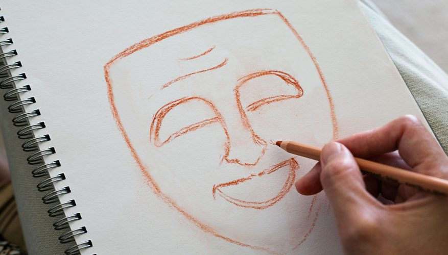 877x500 how to make a greek theater mask our pastimes - Theater Mask Drawing