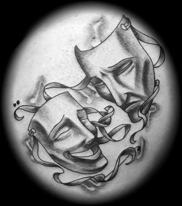 599x678 Drama Mask Tattoo Designs For Men - Theater Mask Drawing