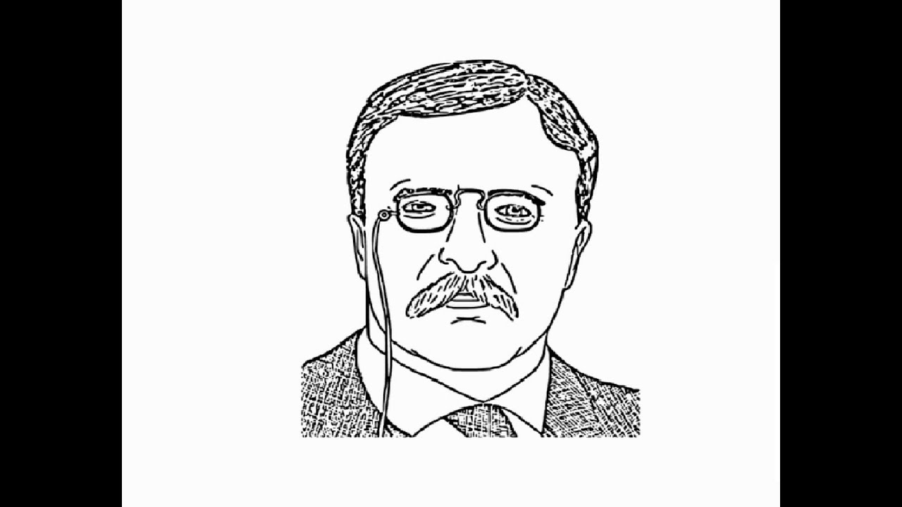 1280x720 How To Draw Theodore Roosevelt Face Pencil Drawing Step - Theodore Roosevelt Drawing
