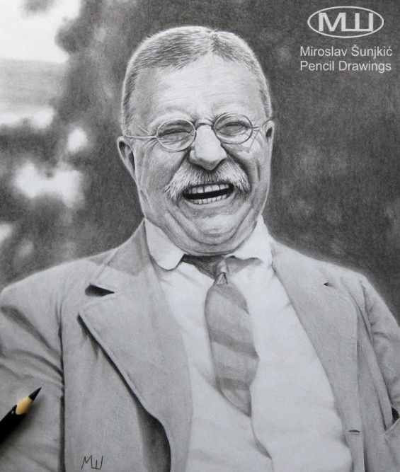 565x667 Pencil Portrait Of Theodore Roosevelt Sketches Pencil Portrait - Theodore Roosevelt Drawing