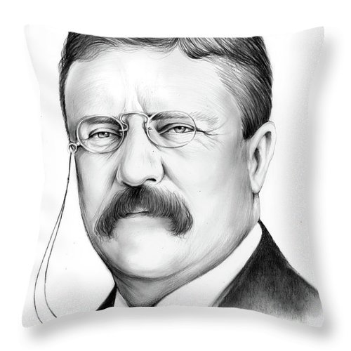 500x500 President Theodore Roosevelt Throw Pillow For Sale - Theodore Roosevelt Drawing
