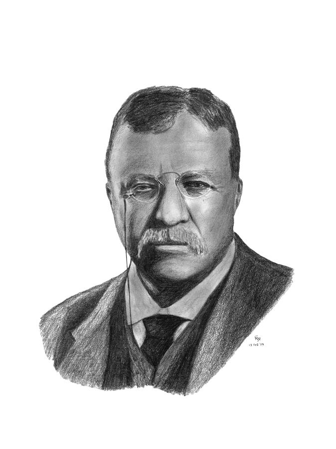 674x900 President Theodore Roosevelt Drawing - Theodore Roosevelt Drawing