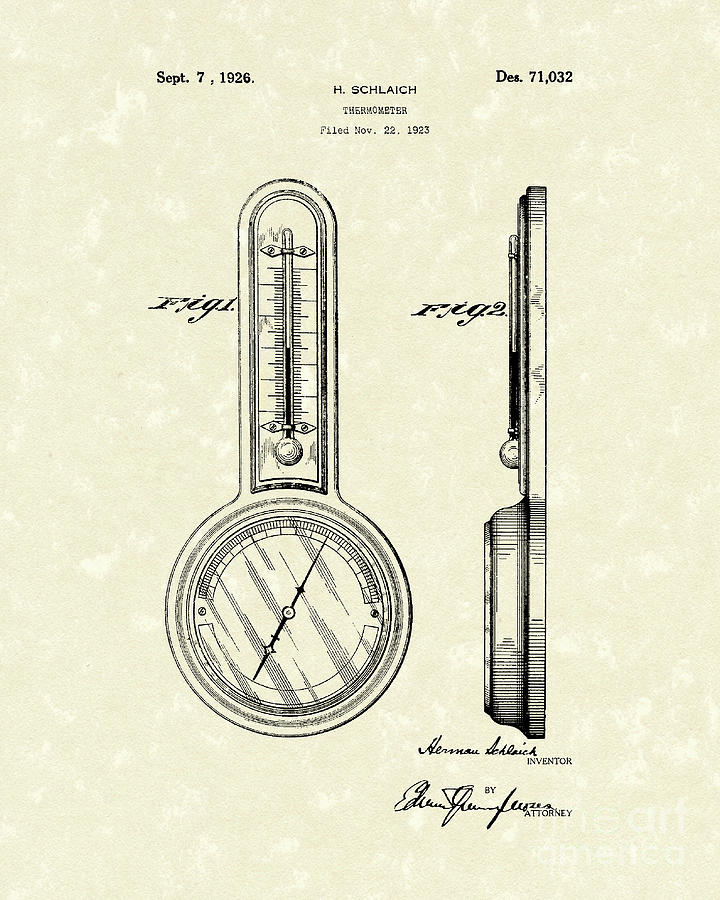 720x900 Thermometer Patent Art Drawing - Thermometer Drawing