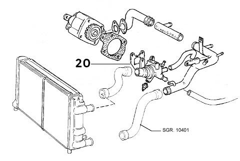 480x323 Thermostat Gasket Alfa Romeo Turbo Ae Car - Thermostat Drawing