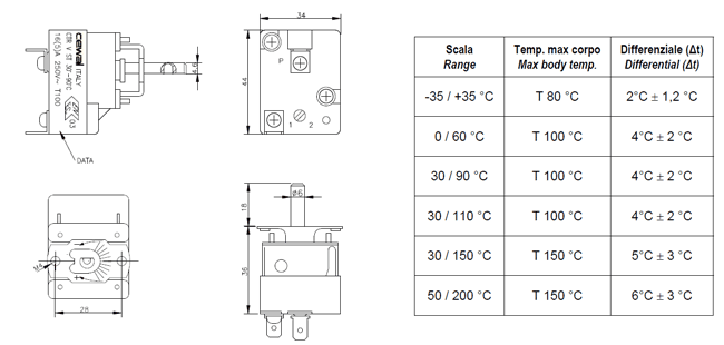 650x310 universal capillary thermostat - Thermostat Drawing