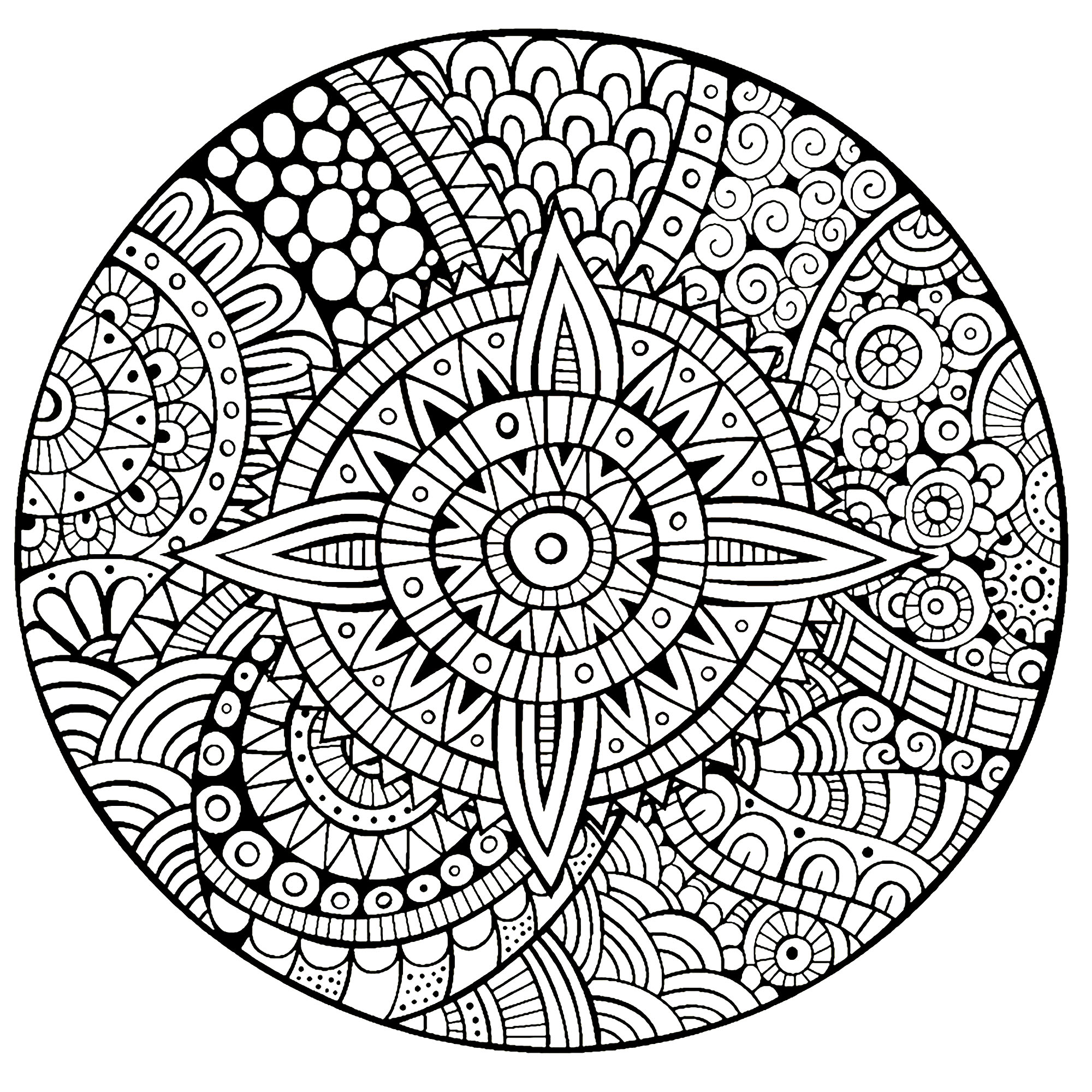 2000x2000 mandala star thick lines - Thick Line Drawing