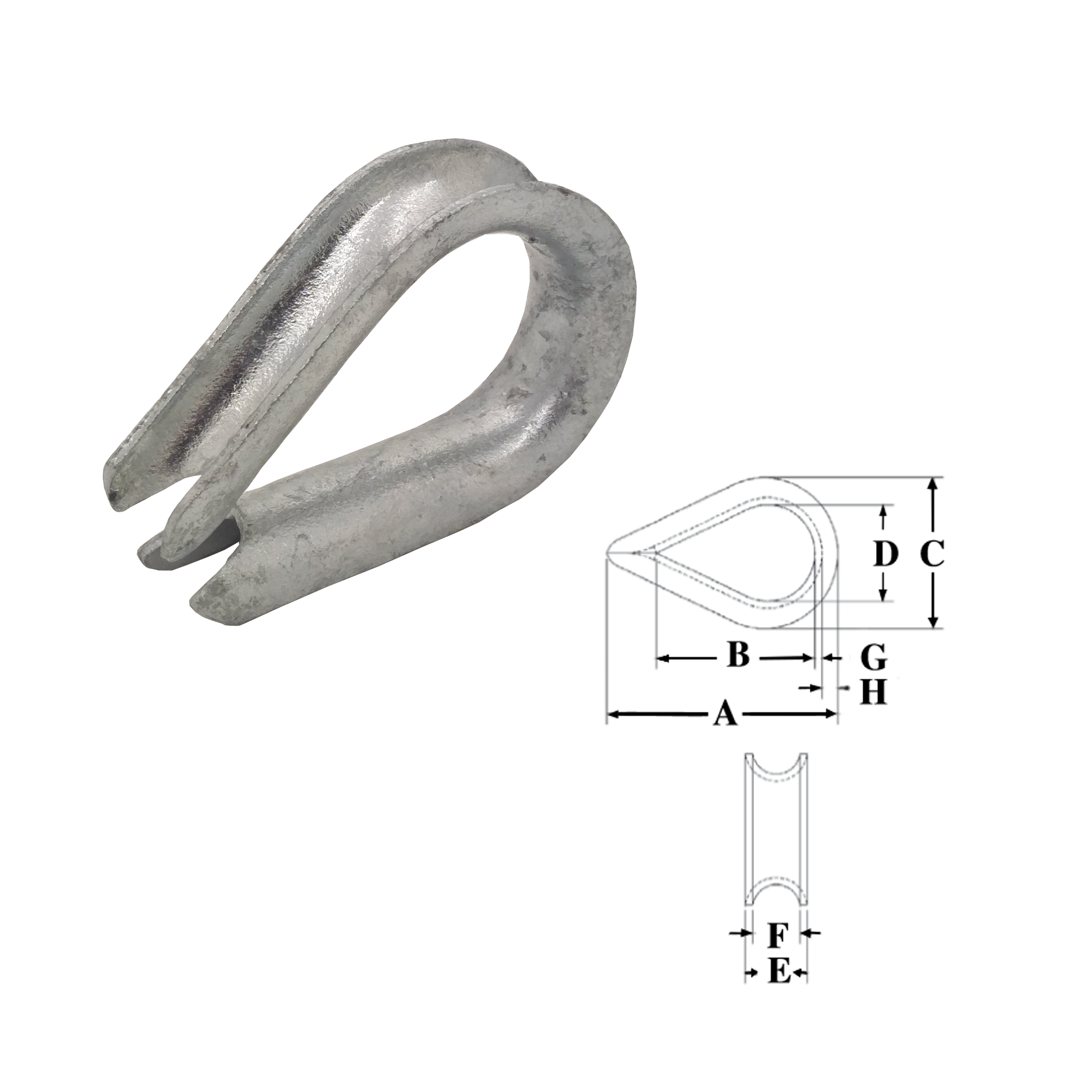 2000x2000 crosby g galvanised standard wire rope thimble - Thimble Drawing