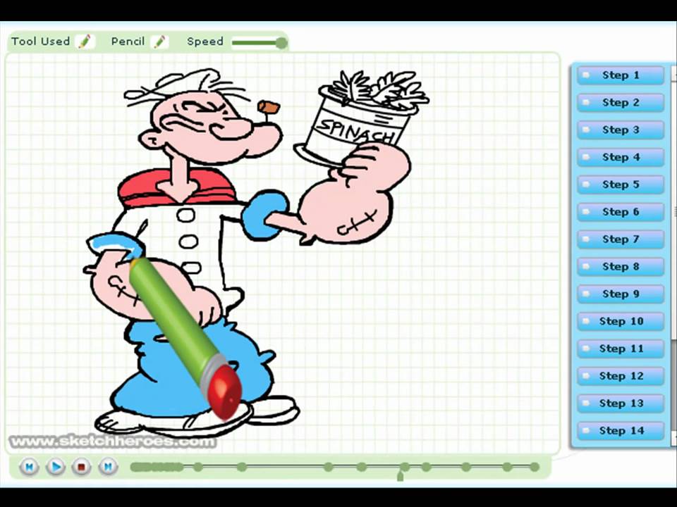 960x720 how to draw popeye - Thimble Drawing