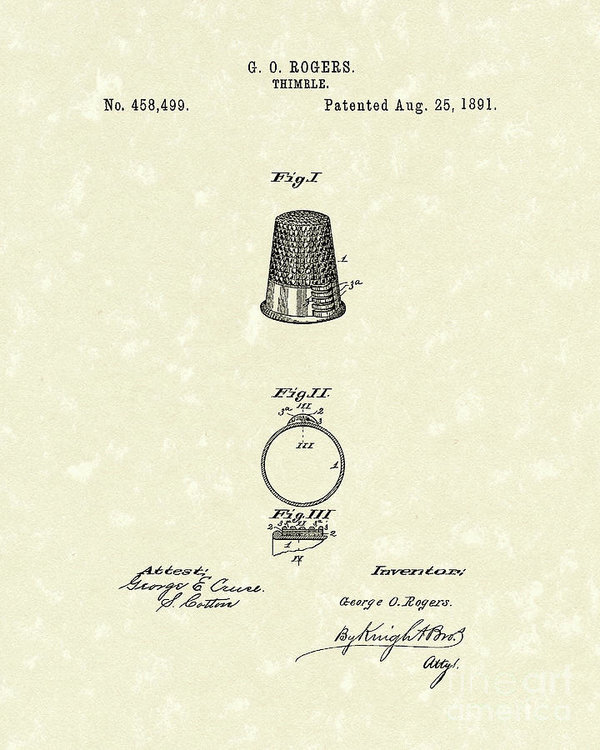 600x750 thimble patent art art print - Thimble Drawing