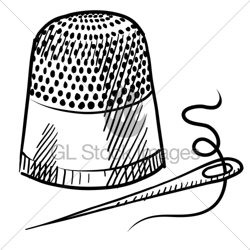 500x500 thimble and needle sketch gl stock images - Thimble Drawing