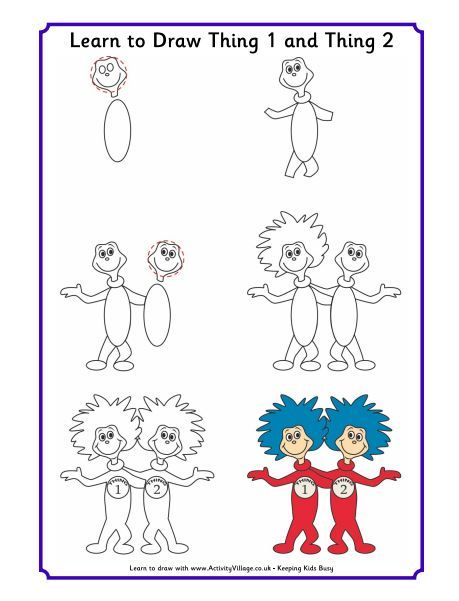 459x601 learn to draw dr seuss characters thing and thing check - Thing 1 And Thing 2 Drawing