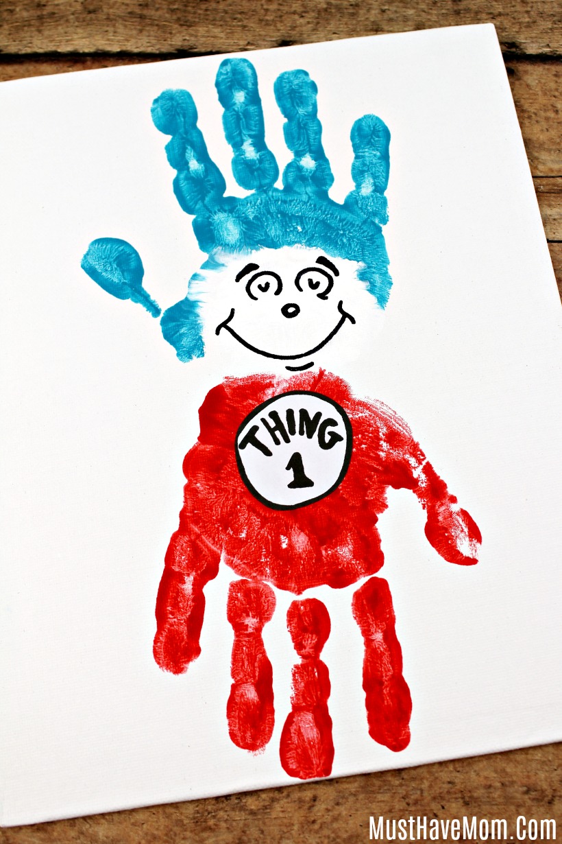820x1230 Dr Seuss Crafts Thing And Thing Handprint Painting - Thing 1 And Thing 2 Drawing