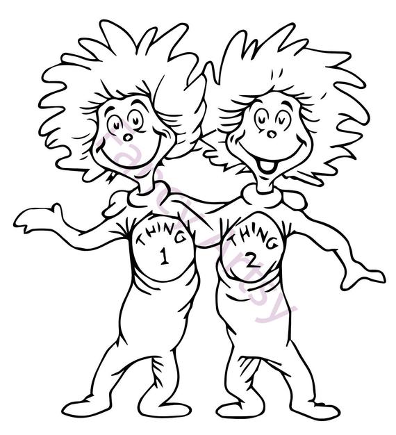 570x626 Dr Seuss Thing And Thing Etsy - Thing 1 And Thing 2 Drawing