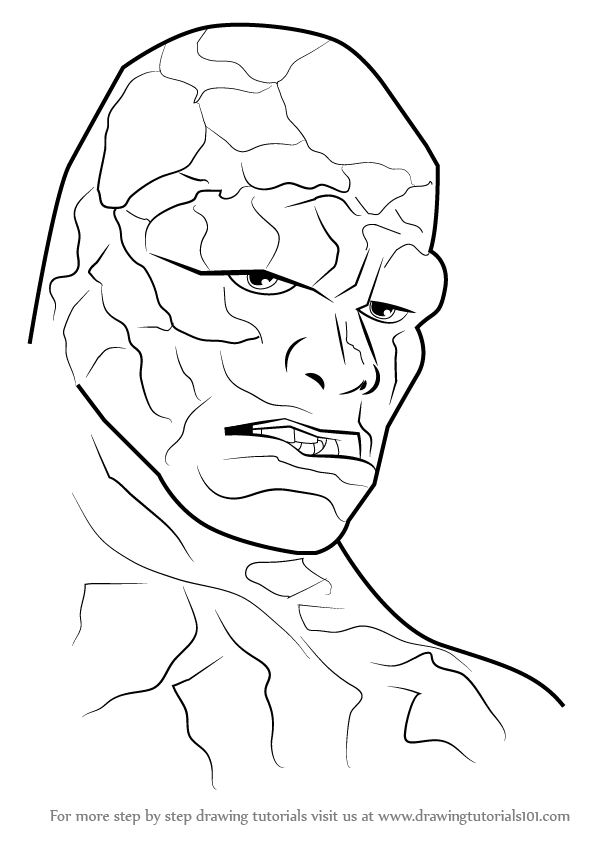 598x844 Learn How To Draw The Thing Face - Thing Drawing