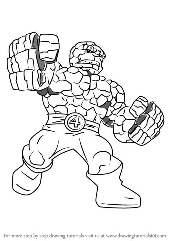567x800 Learn How To Draw The Thing From The Super Hero Squad Show - Thing Drawing