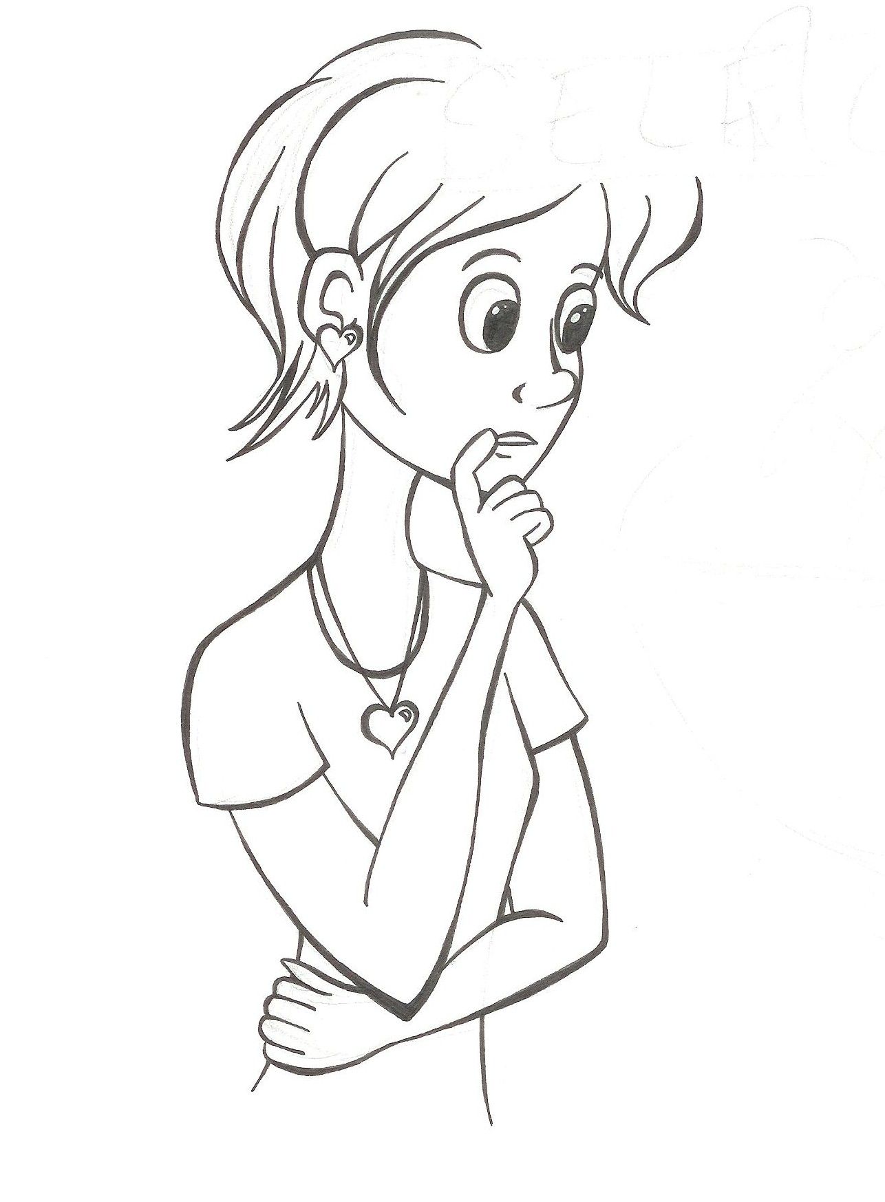 1286x1747 Obrianna Vine Pen And Ink Drawing Girl Thinking My Art - Thinking Drawing