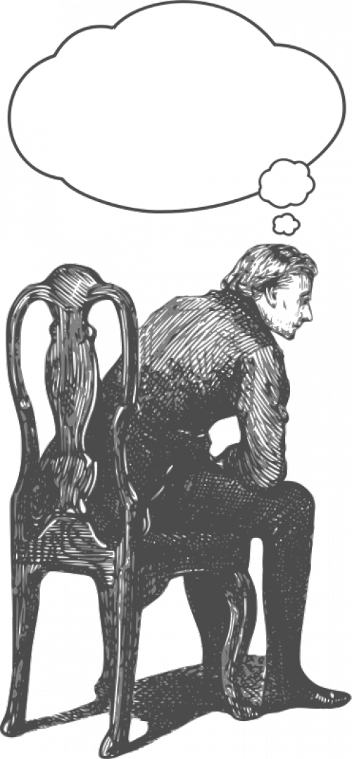 500x1078 Vector Drawing Of Man Sitting On Chair And Thinking Public - Thinking Man Drawing