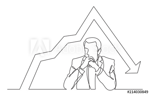 500x316 Continuous Line Drawing Of Seriously Thinking Man With Decreasing - Thinking Man Drawing