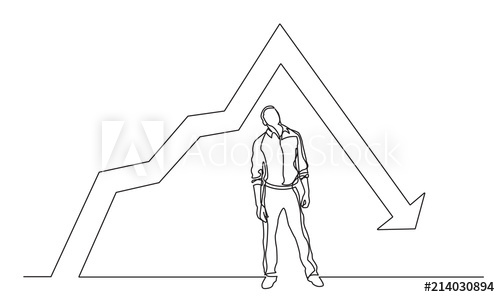 500x297 Continuous Line Drawing Of Thinking Man Looking Above - Thinking Man Drawing