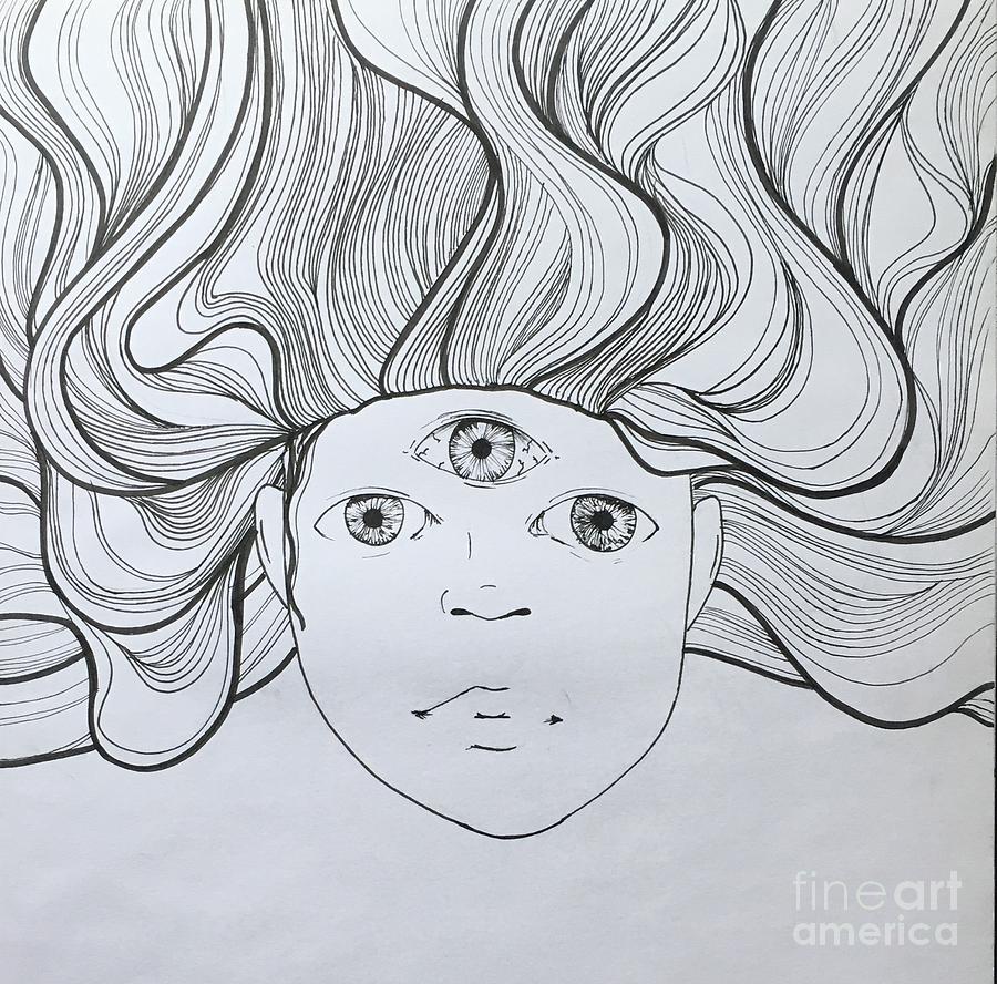 900x888 The Third Eye Drawing - Third Eye Drawing