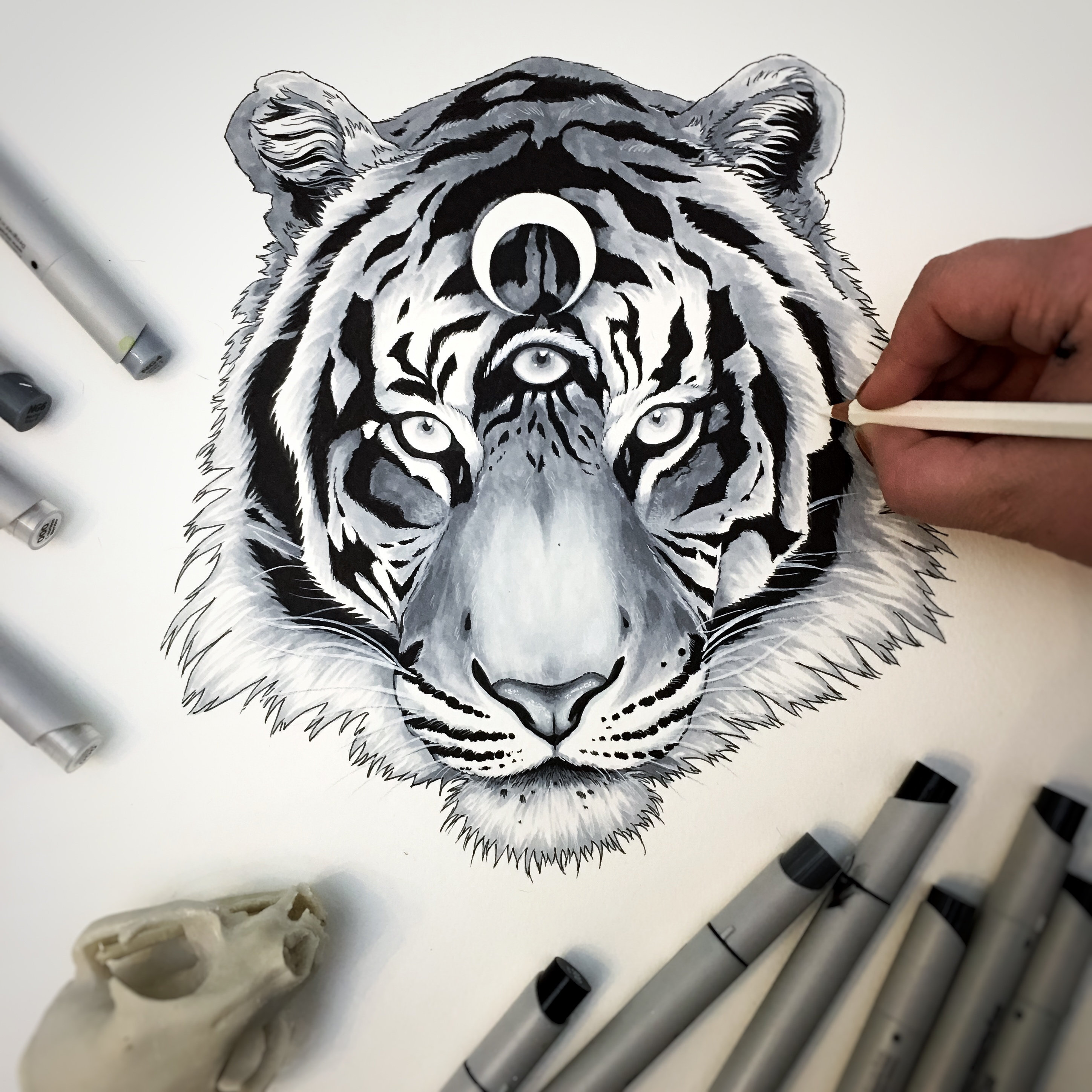 2896x2896 Third Eye Tiger Original Etsy - Third Eye Drawing