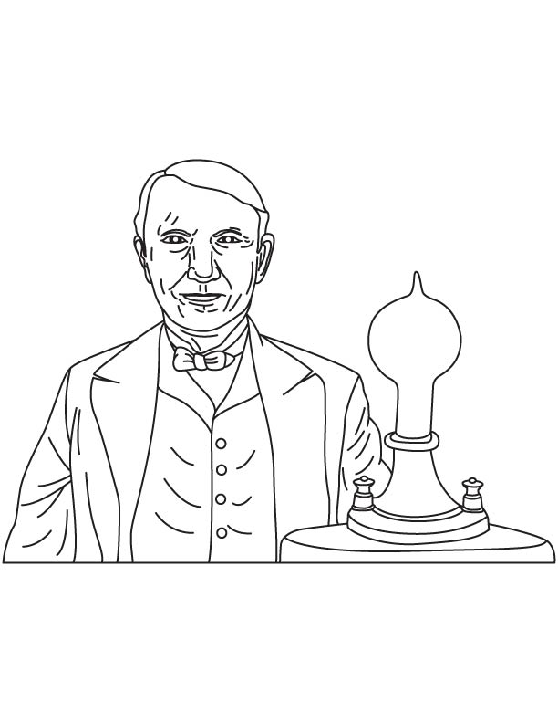 612x792 Thomas Edison Coloring Page - Thomas Edison Drawing