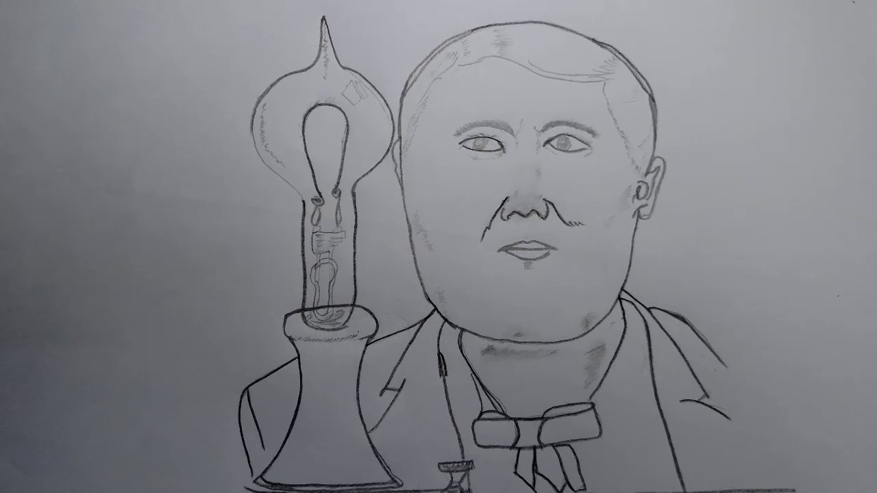1280x720 How To Best Outline Thomas Alva Edison Drawing Step - Thomas Edison Drawing