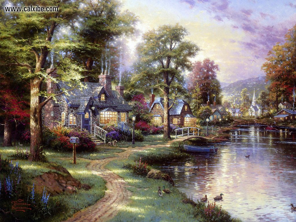 1024x768 Drawing Painting Thomas Kinkade - Thomas Kinkade Drawings