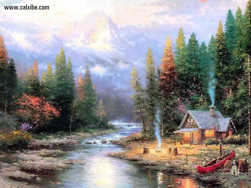 1024x768 Drawing Painting Thomas Kinkade - Thomas Kinkade Drawings