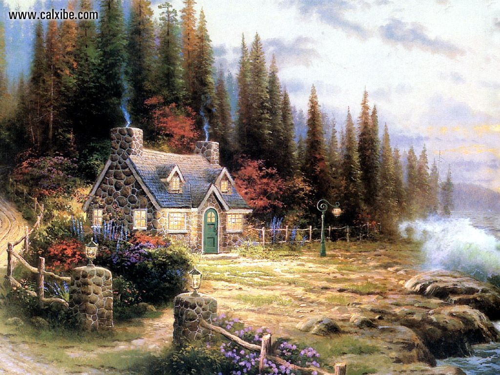 1024x768 Drawing Painting Thomas Kinkade - Thomas Kinkade Drawings