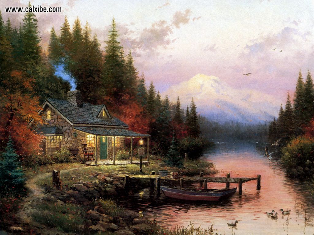 1024x768 Drawing Painting Thomas Kinkade - Thomas Kinkade Drawings