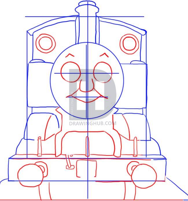 650x695 how to draw thomas the tank engine, step - Thomas The Tank Engine Drawing