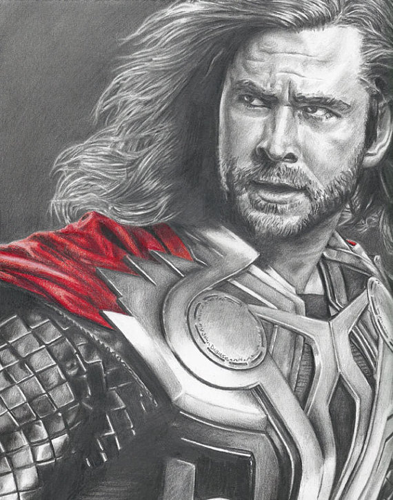 570x725 drawing of thor - Thor Avengers Drawing