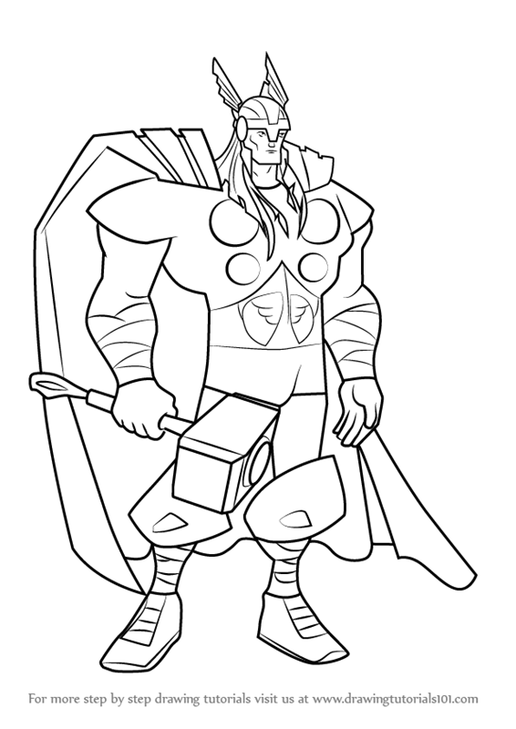 566x800 learn how to draw thor from the avengers - Thor Avengers Drawing
