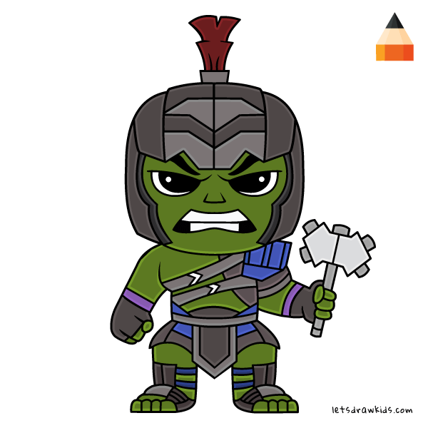 600x600 How To Draw Hulk Gladiator Chibi - Thor Cartoon Drawing