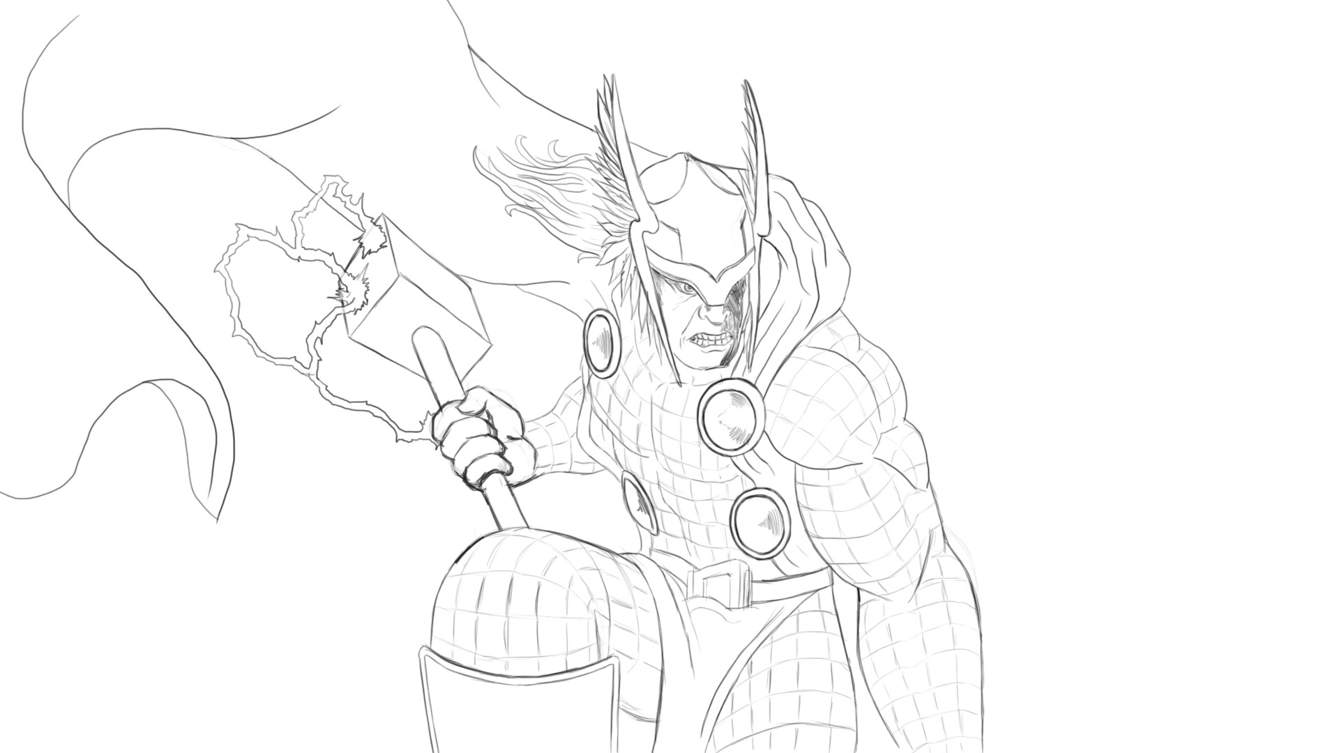 1920x1080 Artstation - Thor Cartoon Drawing